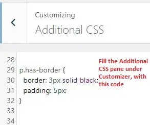 Additional CSS Filled with CSS code screenshot